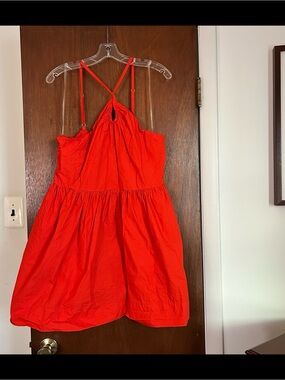 Free Assembly Keyhole Summer Fit and Flare Mini Dress with Crisscross Back